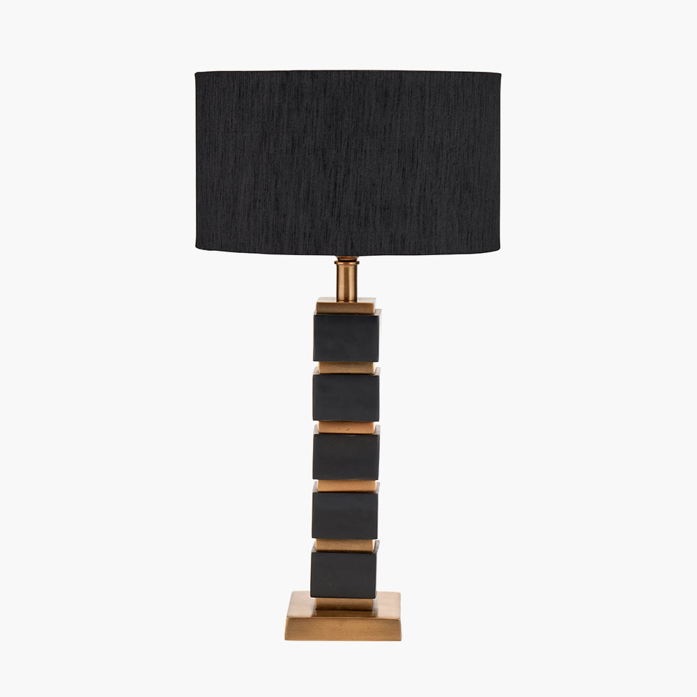 Maximo Matt Black & Antique Brass Cube Design Table Lamp - Base Only